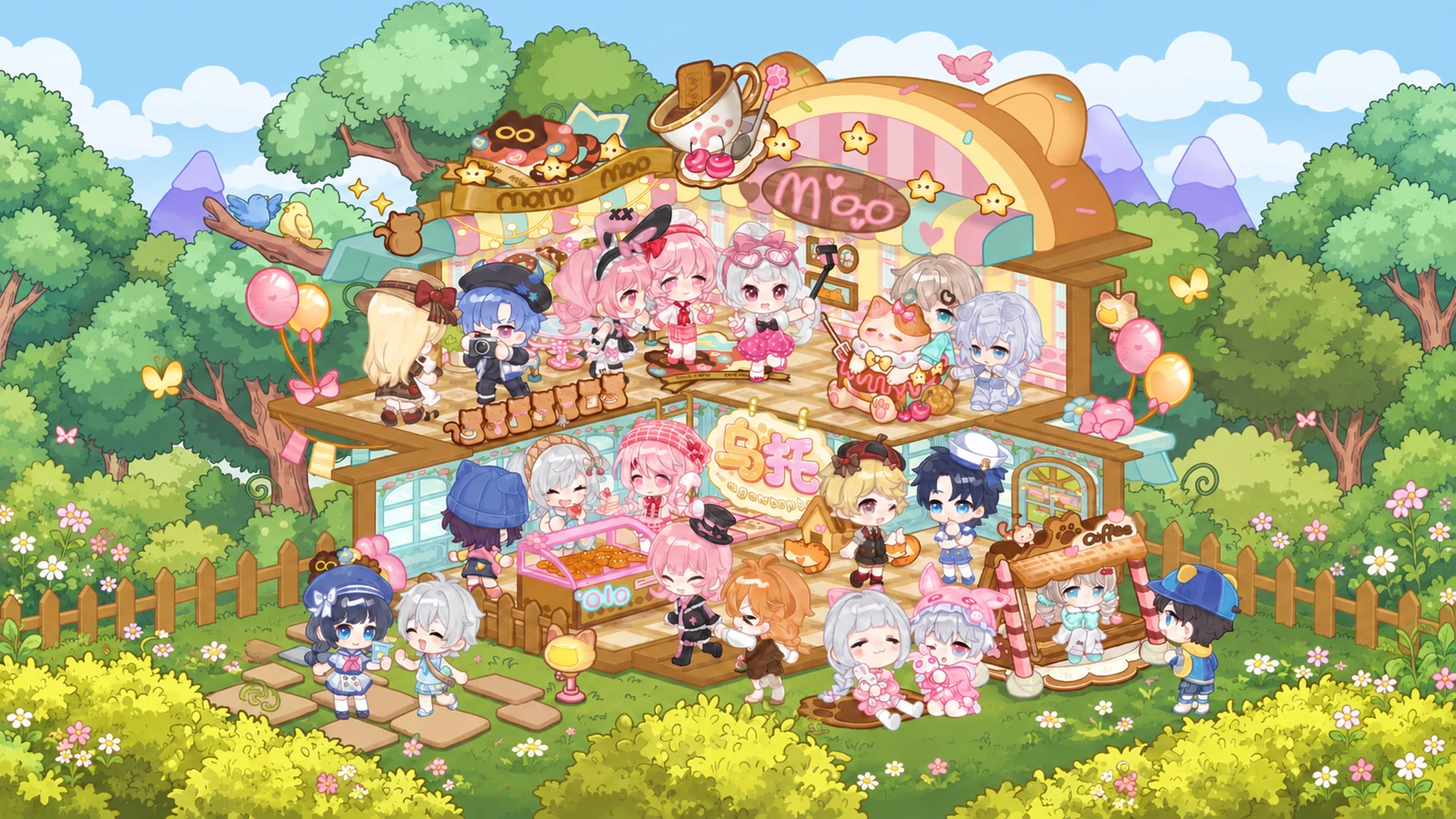 《乌托》美术图:原创角色在森林甜品店聚会